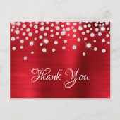 Silver Diamond Confetti Red Satin Gradient Folie Briefkaart (Voorkant)