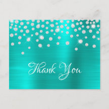 Silver Diamond Confetti Turquoise Satin Ombre Foil