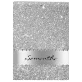 Silver Diamond Glitter Bling meisjesnaam Klembord (Achterkant)