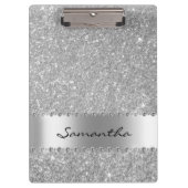 Silver Diamond Glitter Bling meisjesnaam Klembord (Voorkant)