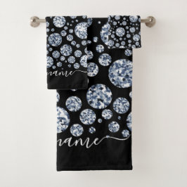 Silver Diamond Glitter Bling Strass Bad Handdoek