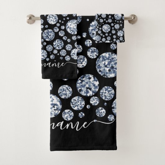 Silver Diamond Glitter Bling Strass Bad Handdoek (Insitu)