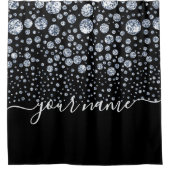 Silver Diamond Glitter Bling Strass Douchegordijn (Voorkant)