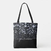 Silver Diamond Glitter Bling Strass Tote Bag (Achterkant)