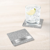 Silver Diamond Glitter Look Bling Sparkle Kartonnen Onderzetters (Insitu)