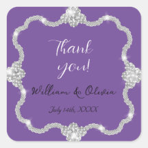 Silver Diamond Jeweled Elegant Wedding Sticker