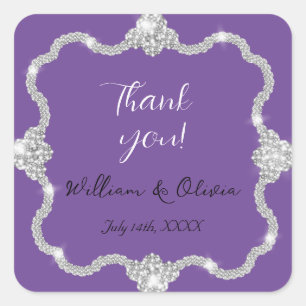 Silver Diamond Jeweled Elegant Wedding Sticker