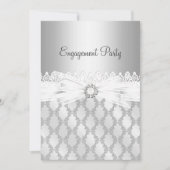 Silver Diamond & Lace Engagement Party - Uitnodigi Kaart (Voorkant)