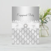 Silver Diamond & Lace Engagement Party - Uitnodigi Kaart (Staand voorkant)