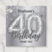 Silver Diamond Look 40th Birthday Thank You Bedankjes Labels (Voorkant)