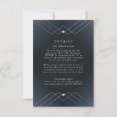 Silver Diamond Navy Geometric Deco Gatsby Wedding RSVP Kaartje (Voorkant)