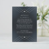 Silver Diamond Navy Geometric Deco Gatsby Wedding RSVP Kaartje (Staand voorkant)