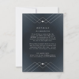 Silver Diamond Navy Geometric Deco Gatsby Wedding RSVP Kaartje
