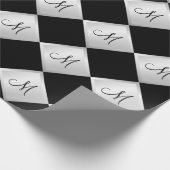 Silver Diamond Pattern Monogram Wrapping Paper Cadeaupapier (Hoek)
