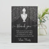 Silver Diamond Perfume Bottle Birthday Party Bedankkaart (Staand voorkant)