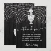 Silver Diamond Perfume Bottle Birthday Party Bedankkaart (Voorkant / Achterkant)