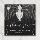 Silver Diamond Perfume Bottle Quinceanera Bedankjes Labels (Voorkant)