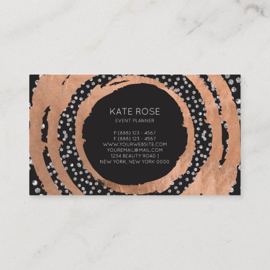 Silver Diamond Roos Gold Black Swarovski Crystals Visitekaartje (Achterkant)