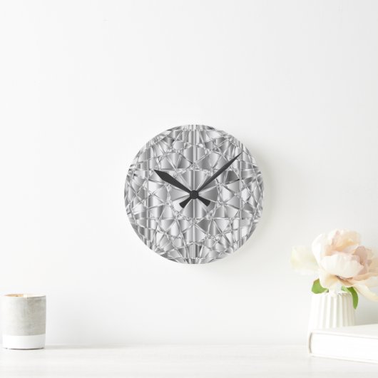 Silver Diamond Round Pillow Ronde Klok (Huis)