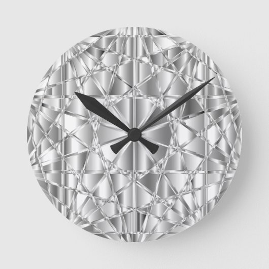 Silver Diamond Round Pillow Ronde Klok (Voorkant)