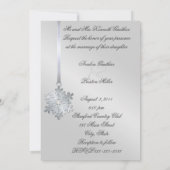 Silver Diamond Snowflake Blauwgroen Foil Invitatio Kaart (Achterkant)