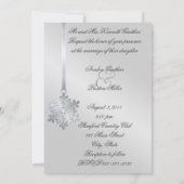 Silver Diamond Snowflake Blauwgroen Silk Invitatio Kaart (Achterkant)