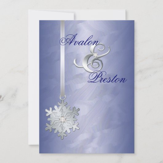 Silver Diamond Snowflake Blue Foil Invitation Kaart (Voorkant)
