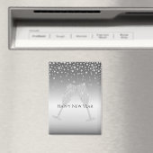 Silver Diamond Sparkle Champagne Glass New Year's Magneet (Insitu (Vaatwasser))