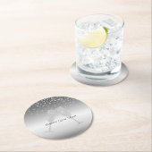 Silver Diamond Sparkle Champagne Glass New Year's Ronde Kartonnen Onderzetter (Insitu)