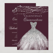 Silver Diamond Sparkle Dress Quinceanera Kaart (Voorkant / Achterkant)