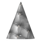 Silver Diamond Sparkle Grey Faux Velvet Feesthoedjes (Links)