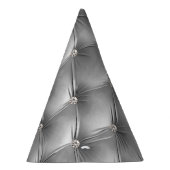 Silver Diamond Sparkle Grey Faux Velvet Feesthoedjes (Rechts)