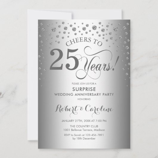 Silver Diamond Surprise 25e Jubileum Kaart (Voorkant)