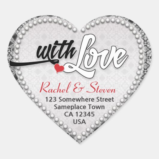 Silver Diamond Tapestry with Love Heart Sticker (Voorkant)