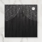 Silver Diamond Tiara op Black Wood Quinceanera Bedankjes Labels (Achterkant)