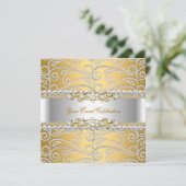 Silver Diamond White Gold Elegant Birthday Party 3 Kaart (Staand voorkant)