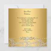 Silver Diamond White Gold Elegant Birthday Party 3 Kaart (Achterkant)