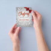 Silver DiamondGlitter Kerstfeestdag Red Invite Flyer (Hand)