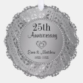 Silver Diamonds 25e bruiloft Jubileum Ornament Kaart (Voorkant)