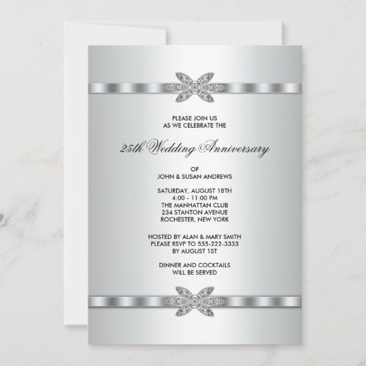 Silver Diamonds 25th Jubileum Party Kaart (Voorkant)