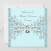 Silver Diamonds Blauwgroen Blue Sweet 16 Birthday  Kaart (Voorkant)