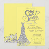Silver Diamonds Dress, Diamonds Yellow Sweet 16 Kaart (Voorkant / Achterkant)