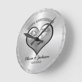 Silver Diamonds en hart bruiloft Jubileum Ronde Klok (Hoek)