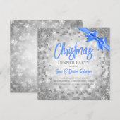 Silver Diamonds Glitter Blue Ribbon Kerstmis (Voorkant / Achterkant)