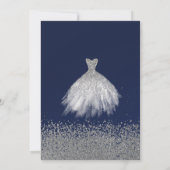 Silver Diamonds, Glitter Dress Blue Quinceañera Kaart (Achterkant)