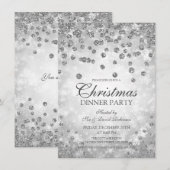 Silver Diamonds & Glitter-kerstparty Kaart (Voorkant / Achterkant)