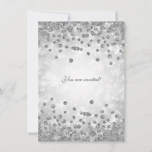 Silver Diamonds & Glitter-kerstparty Kaart (Achterkant)