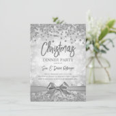 Silver Diamonds Glitter Ribbon-kerstavond Kaart (Staand voorkant)