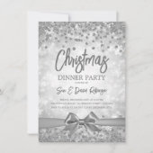 Silver Diamonds Glitter Ribbon-kerstavond Kaart (Voorkant)