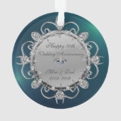 Silver Diamonds Green 50th Wedding Jubileum Ornament (achterkant)